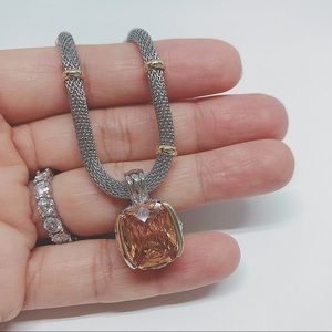 Rhodium/ 18K Gold Plated CZ Necklace